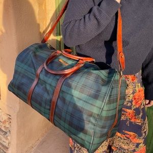 Polo Ralph Lauren Vintage Duffel Blackwatch plaid — leather and covered canvas.